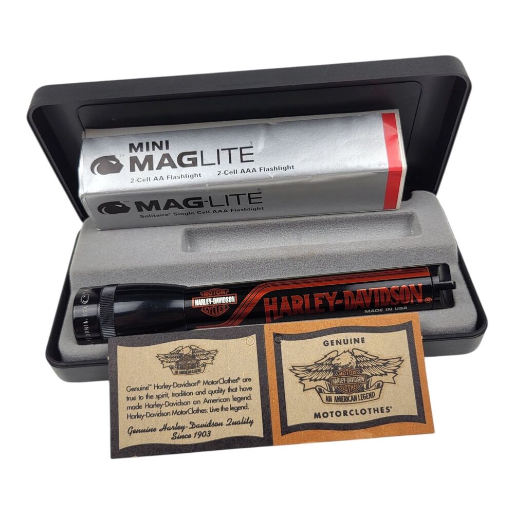 Vintage Harley Davidson Mini Mag Lite Flashlight Made In USA